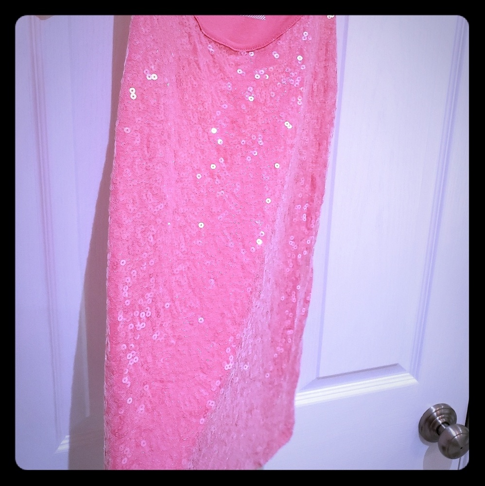 Pink sequin tank